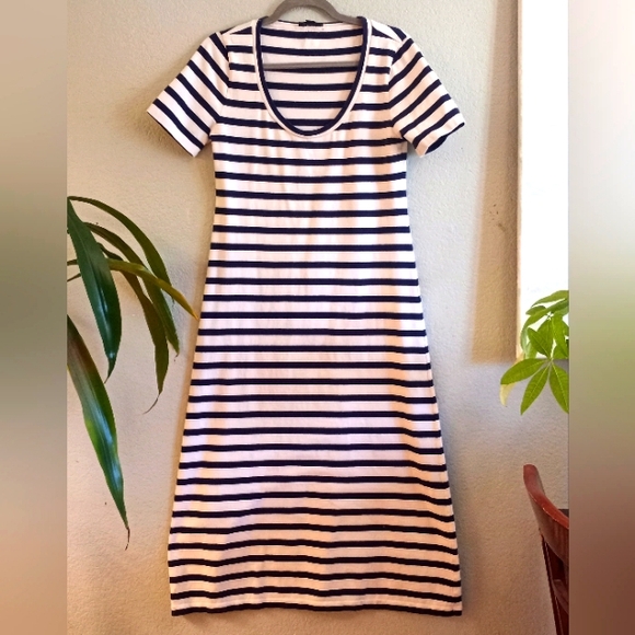 J. Crew Classic Mariner Cloth Striped Preppy Nautical Casual Coastal Maxi Dress - Picture 1 of 3